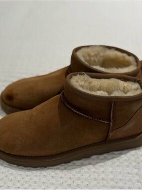 UGG Chestnut Suede Shearling Ankle Booties